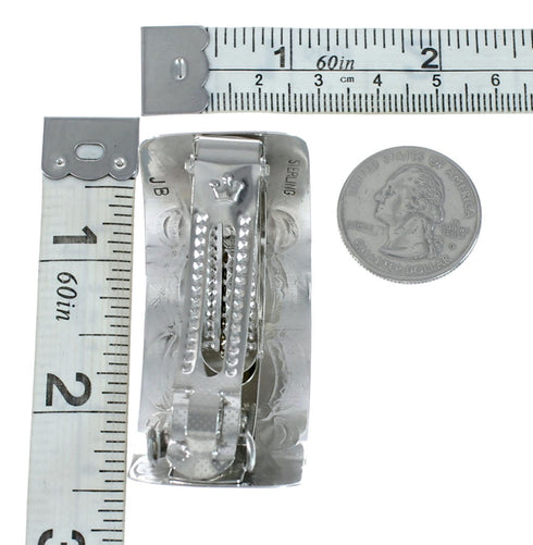 Coral and Genuine Sterling Silver Navajo Hair Barrette JX131023